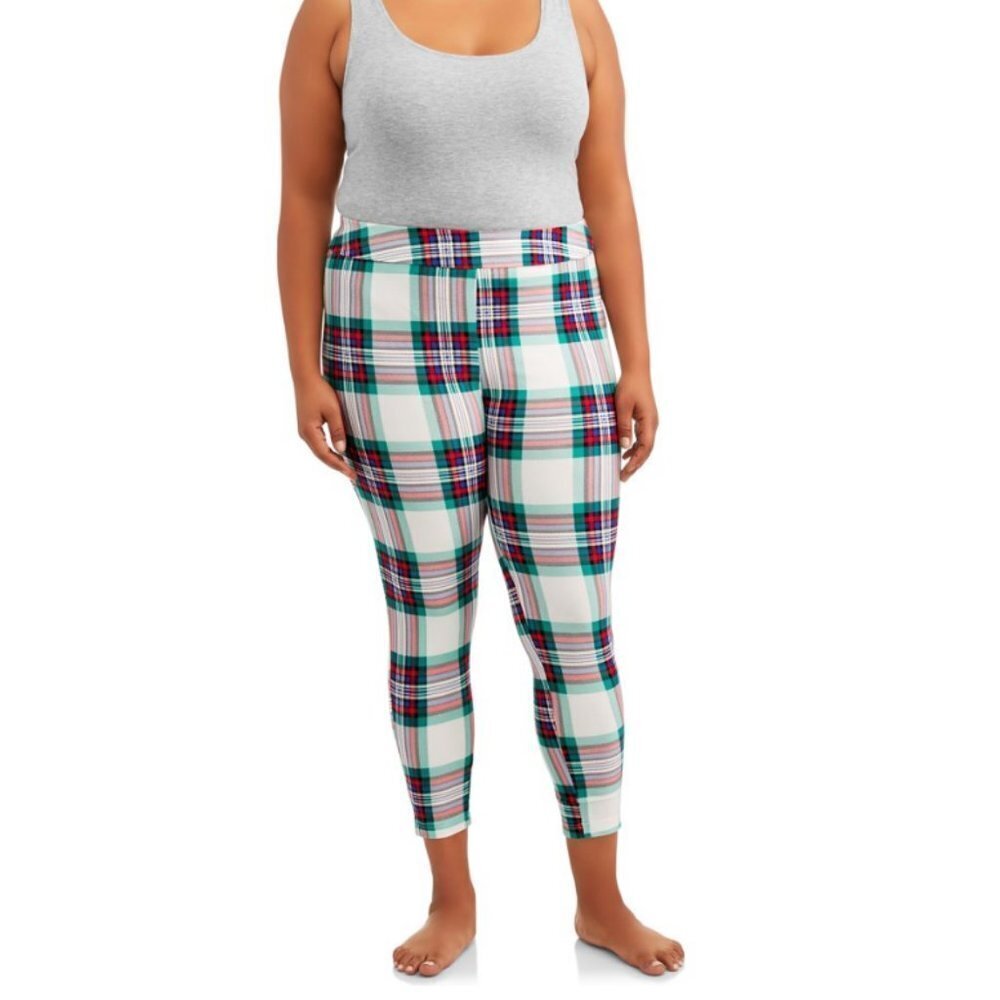 Terra & Sky Sueded Christmas Plaid Leggings Sz 14W